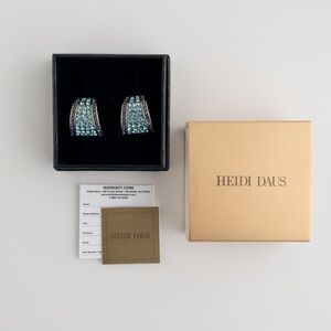 Heidi Daus Earrings Clip On Half Hoop Purple Blue Pave Crystal Rhinestone NWT